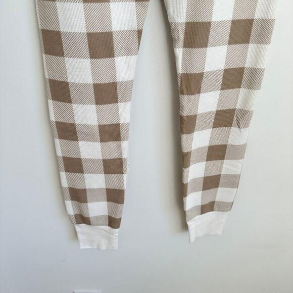 Old Navy High-Waisted Waffle Pajama Leggings Tan and White M - Picture 8 of 8